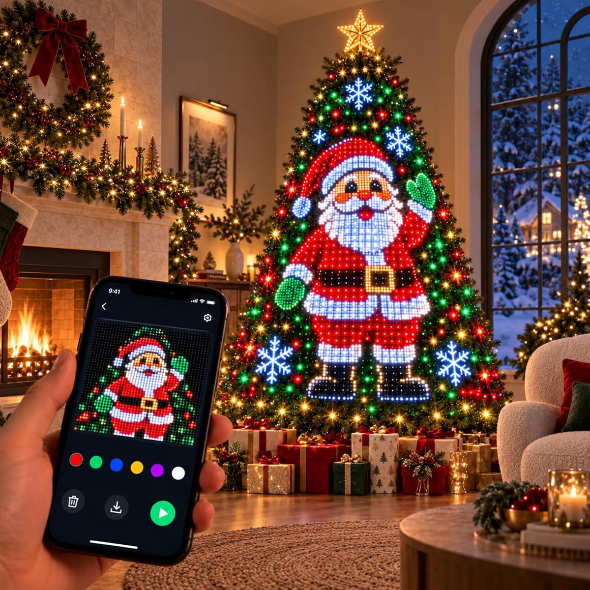 Smart Animated Christmas Tree Lights - App Control, DIY Pixel Light Show(6.9Ft/2.1M -400 Lights)