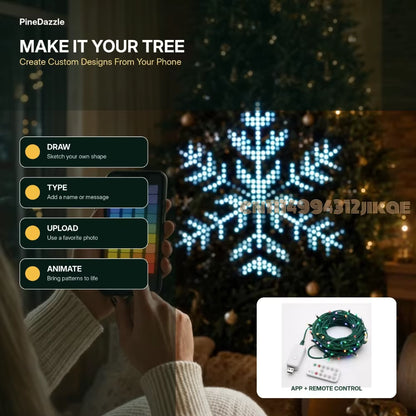 Pinedazzle Smart Christmas Tree Lights - Change Your Tree from Your Phone, 400 Addressable Leds Create 200+ Patterns